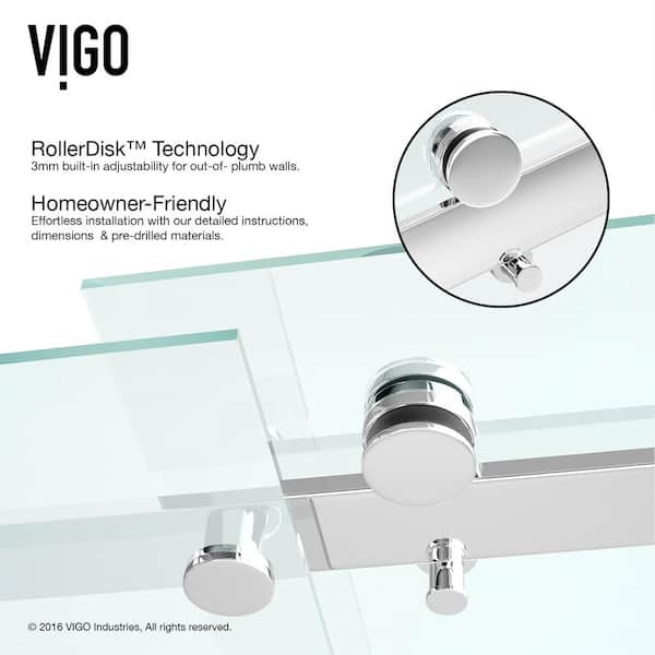 VIGO Luca 56 to 60 in. W x 79 in. H Sliding Frameless Shower