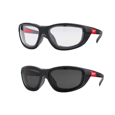 High Performance Safety Glasses with Clear and Tinted Lenses and Gasket (2-Pack)