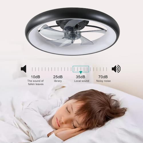 21.7 in. LED Indoor Black Bladeless Low Profile Ceiling Fan Flush Mount Smart App Remote Control Dimmable Lighting Lasaideal Ceiling Fans With Lights
