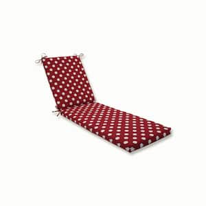23 x 30 Outdoor Chaise Lounge Cushion in Red/White Polka Dot
