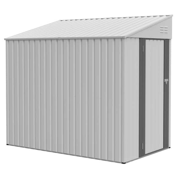 White 4' x 7' Heavy-Duty Metal Lean-To Outdoor Garden Storage Shed