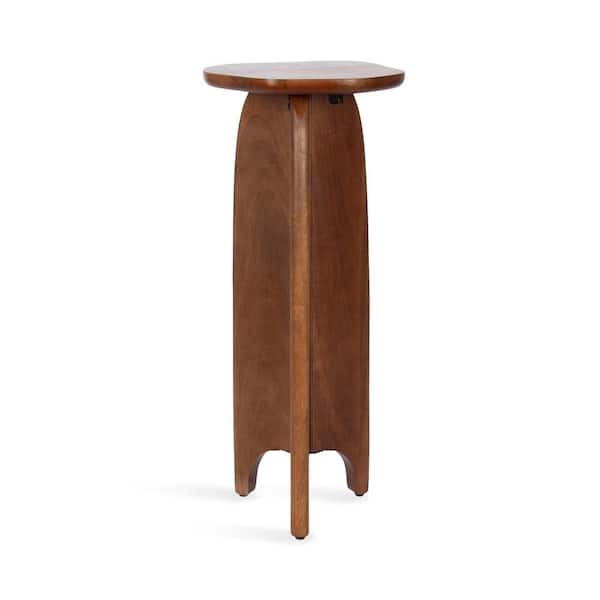 Kanna 11 in. Walnut Brown Irregular Solid Wood End Table