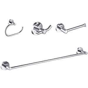 Elie 4-Piece Bath Hardware Set with 24 in. Towel Bar, Paper Holder, Towel Ring and Robe Hook in Chrome