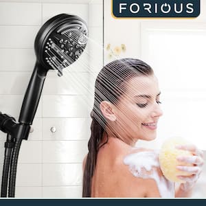 9-Spray Patterns with 2.5GPM 4.8 in. Wall Mount Fixed Shower Head in Matte Black
