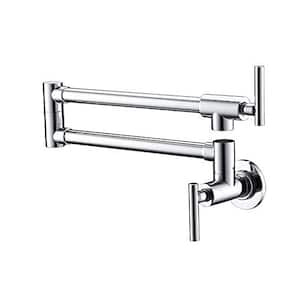 Contemporary 2-Handle Wall Mounted Pot Filler in Chrome