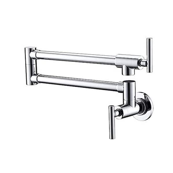 YASINU Contemporary 2-Handle Wall Mounted Pot Filler in Chrome