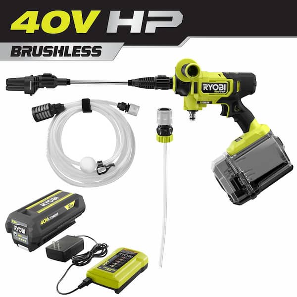 RYOBI 40V HP Brushless EZClean 600 PSI 0.7 GPM Cordless Battery Cold Water Power Cleaner with 2.0 Ah Battery and Charger