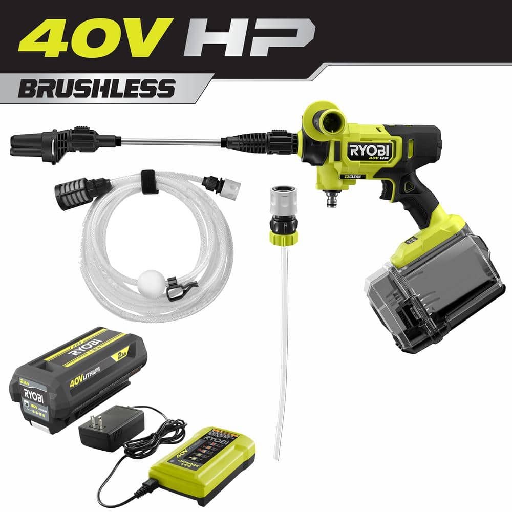 Image of Ryobi cordless pressure washer 40v cleaning a carport