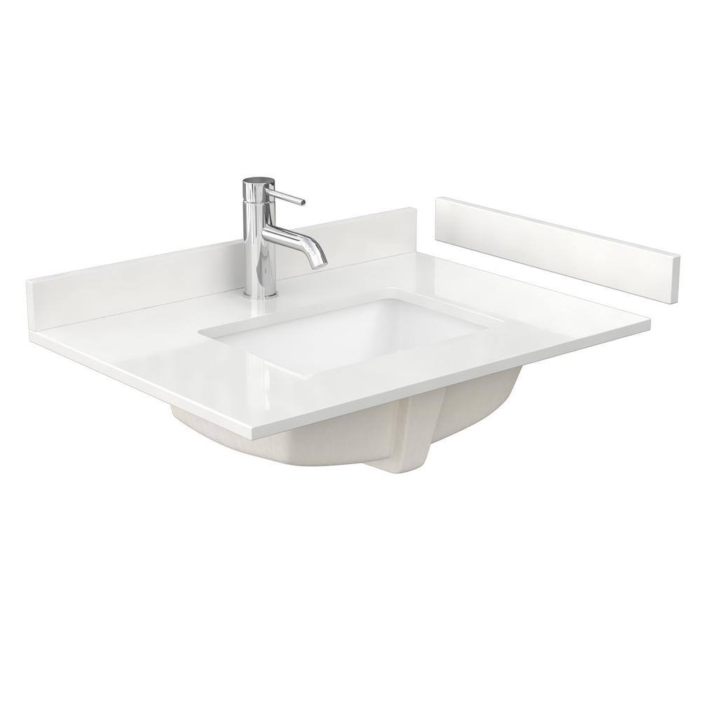 Beckett 30" Dark Gray Wood Vanity with White Quartz Top and Gold Trim
