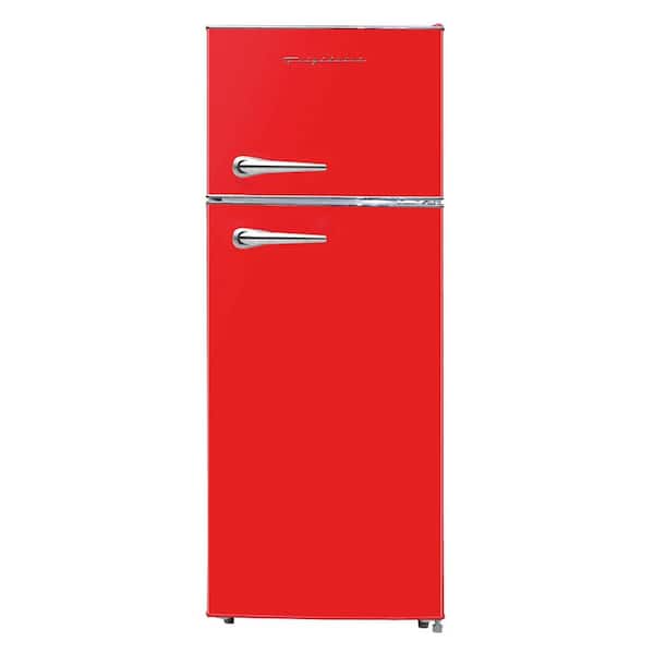 7.5 cu. ft. Mini Refrigerator with Top Freezer in Red and Chrome Handles