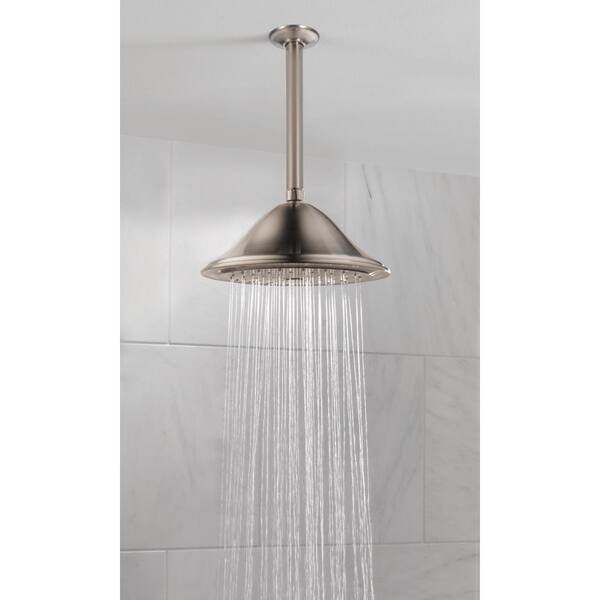 1-Spray Patterns 2.5 GPM 9.38 in. Wall Mount Fixed Shower Head in Stainless