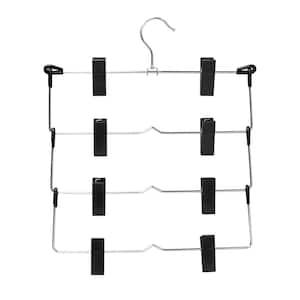 Chrome and Black Steel 4-Tier Pant and Skirt Hangers (2-Pack)