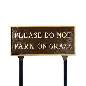 Please Do Not Park On Grass Standard Rectangle Statement Plaque with Lawn Stakes-Hammered Bronze