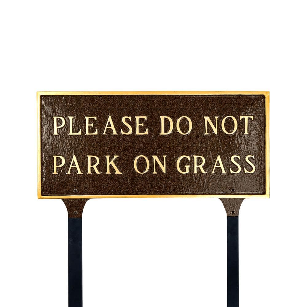 Please Do Not Park On Grass Standard Rectangle Statement Plaque with Lawn Stakes-Hammered Bronze product image for price tracking