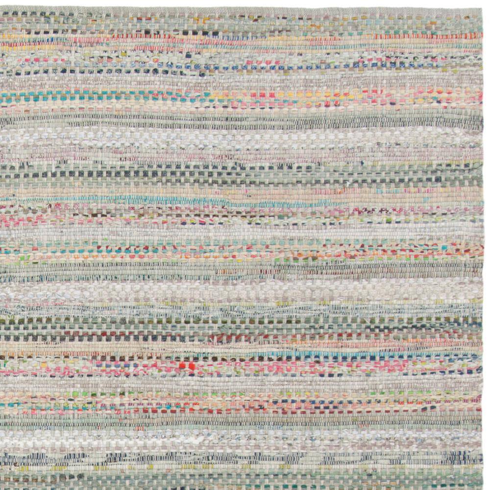 Grey and Multicolor Handwoven Wool Cotton Stripe Area Rug