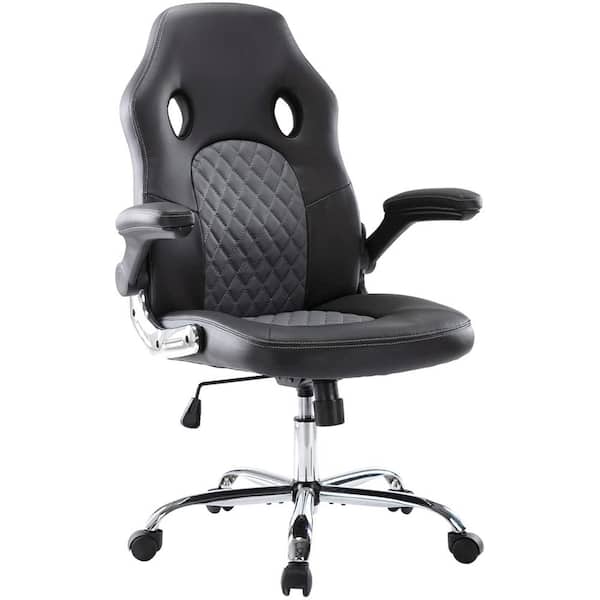 Yangming Black Gray Office Chair, Flip Up Arm Office Chairs