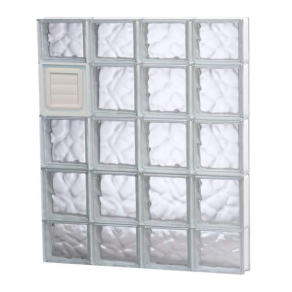 Clearly Secure 31 in. x 34.75 in. x 3.125 in. Frameless Wave Pattern Glass Block Window with Dryer Vent