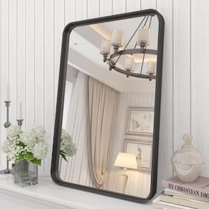 16 in. W x 24 in. H Rectangular Framed French Cleat Wall Mounted Tempered Glass Bathroom Vanity Mirror in Matte Black