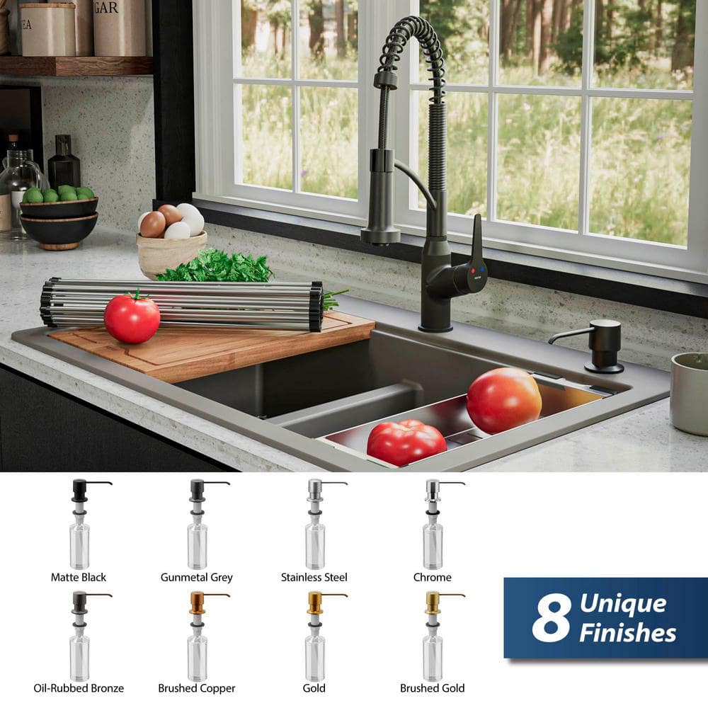 Gunmetal Grey Brass Deck-Mount Soap and Lotion Dispenser