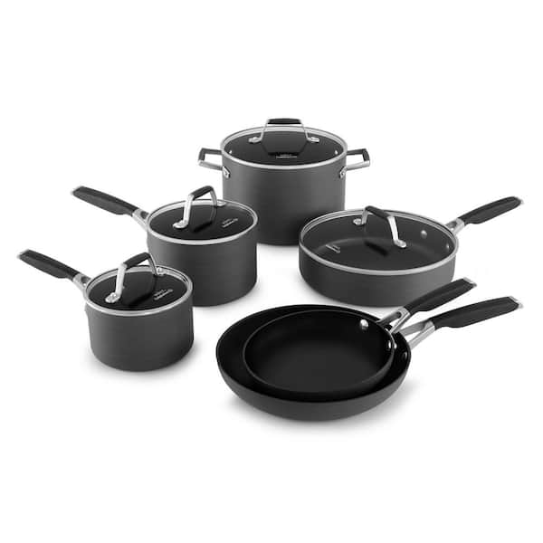 Select 10-Piece Black Hard Anodized Cookware Set with Lids