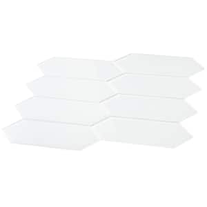 Picket Hexagon Glass Subway 3 in. x 9 in. x 6 mm Wall Tile – White (5 Piece, 5.8 sq. ft.)