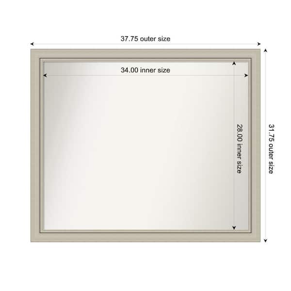 Amanti Art Romano Silver Narrow 37.75 in. x 31.75 in. Custom Non-Beveled Wood Framed Bathroom Vanity Wall Mirror