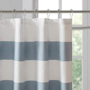 Spa Waffle Blue 72 in. x 84 in. Shower Curtain with 3M Treatment