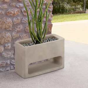 Sunstone 16 in. H x 10 in. W x 24 in. D White Concrete Indoor or Outdoor Planter
