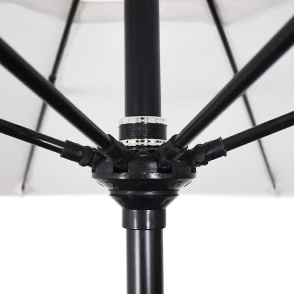 california umbrella 11-ft. sun master black finish patio umbrella 11' Round Fiberglass Collar Tilt you can easily protect large seating areas from the suns path with a simple foot pedal 11' Black Frame Market Umbrella