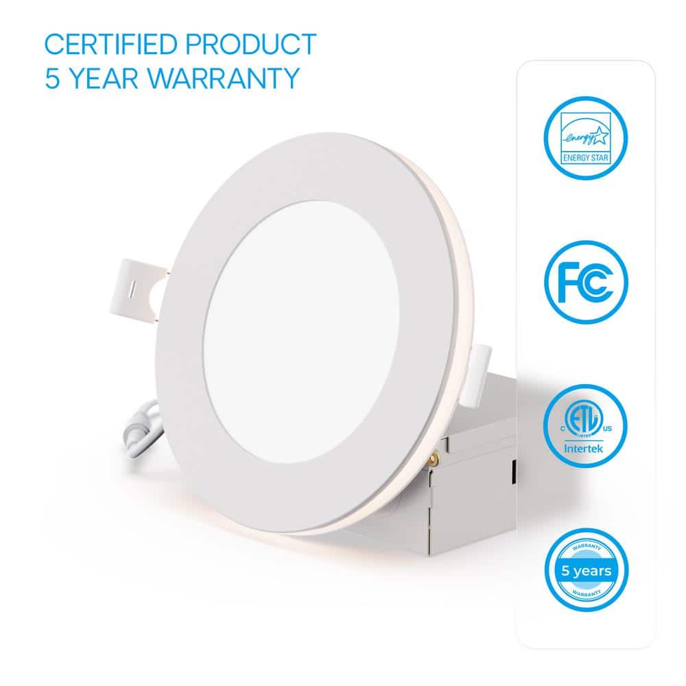 4-Inch White Aluminum Slim Recessed LED Downlight with Night Light