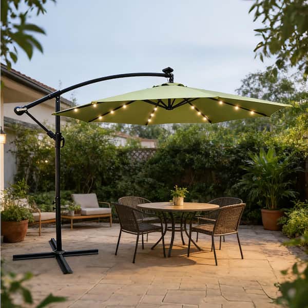 Coporesell 10 ft. Steel Patio Umbrella in Lime green with Crank and Cross