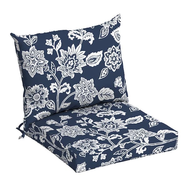 ARDEN SELECTIONS 21 in. x 21 in. Sapphire Blue Ashland Jacobean Outdoor Dining Chair Cushion