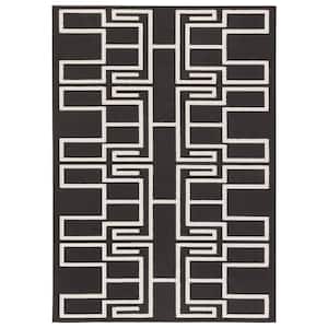 Odion 5 ft. x 8 ft. Black/White Geometric Indoor/Outdoor Area Rug