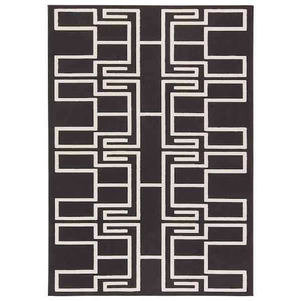 VIBE BY JAIPUR LIVING Odion 6 ft. x 9 ft. Black/White Geometric Indoor/Outdoor Area Rug