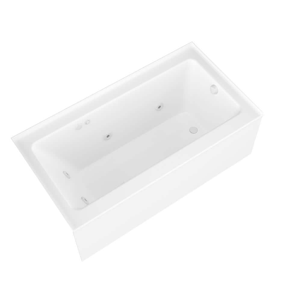Amber Series 60 in. x 30 in. Rectangular Whirlpool Bathtub with Right Side Drain and V-Style Back Jets in Glossy White price history on PriceWatchPro