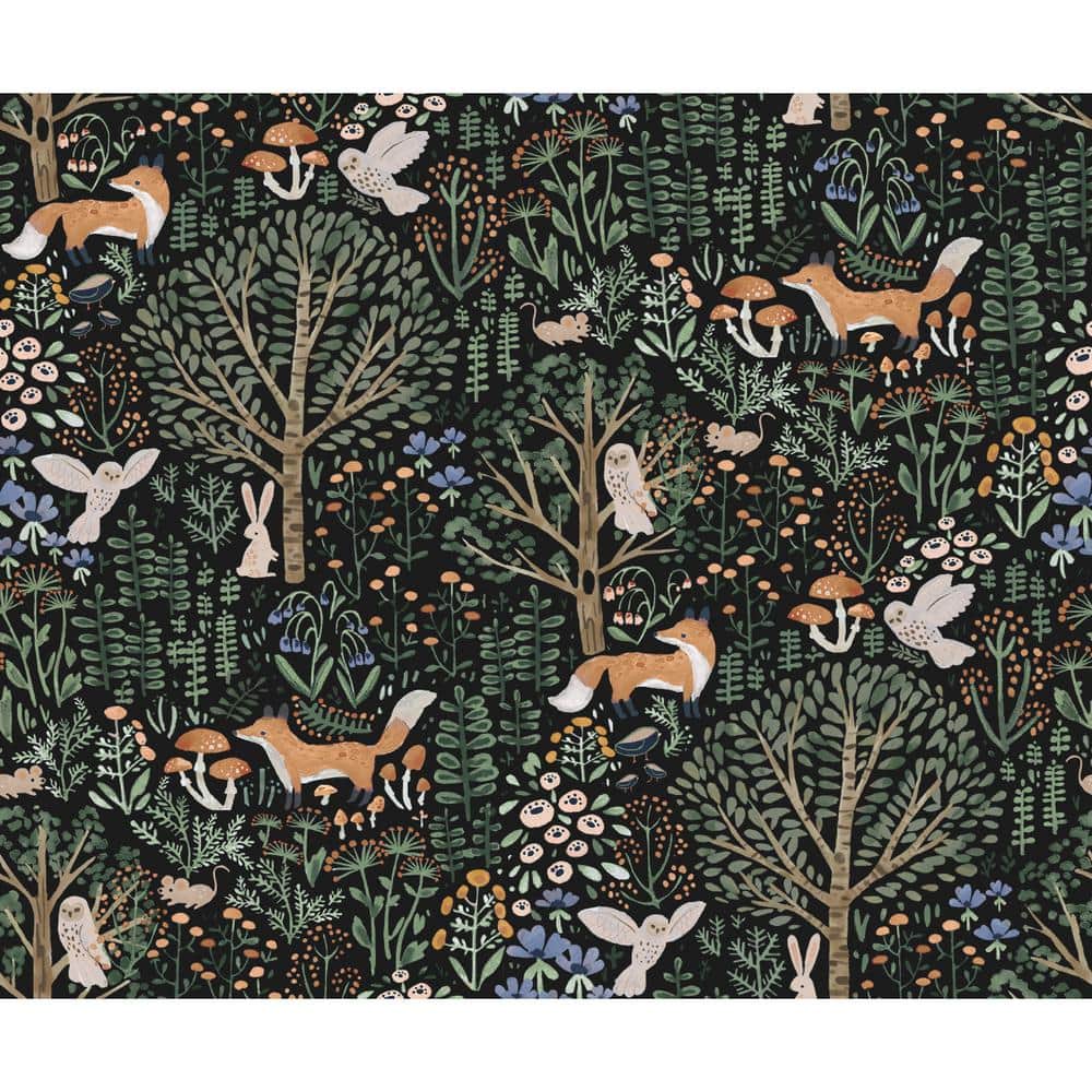 Black and Multicolor Non-glossy Peel and Stick Wallpaper