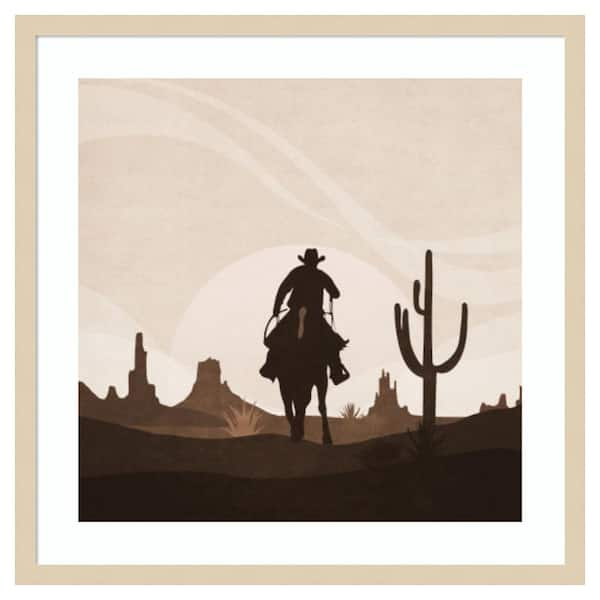 Amanti Art Cowboy Sunset by Emel Tunaboylu 1 Piece Framed Giclee People Art Print 25 in. x 25 in.