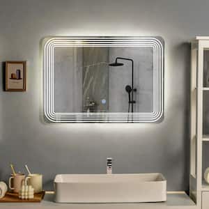 27.5 in. W x 20 in. H Rectangular Frameless LED Wall-Mount Bathroom Vanity Mirror with Touch Button in White
