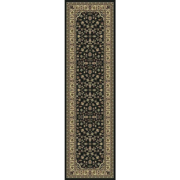 Unbranded Castello Black 2 ft. x 7 ft. Traditional Oriental Floral Area Rug