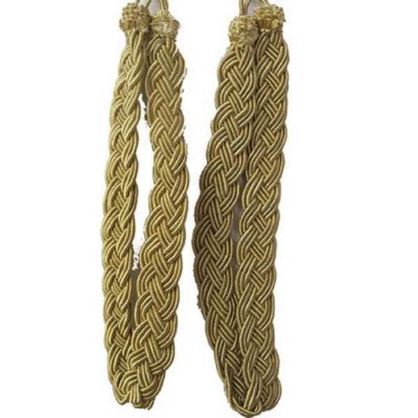 Vintiquewise Pair Of Gold Rope Post Curtain Holdbacks