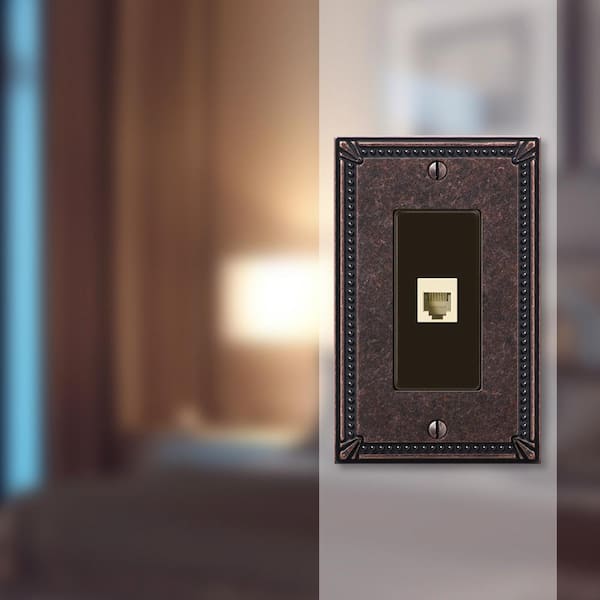 Imperial Bead 1 Gang Phone Metal Wall Plate - Tumbled Aged Bronze
