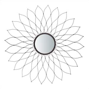 Medium Sunburst Black Novelty Mirror (35.0 in. H x 35.0 in. W)