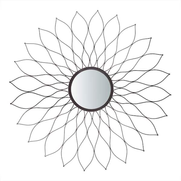 SAFAVIEH Medium Sunburst Black Novelty Mirror (35.0 in. H x 35.0 in. W)