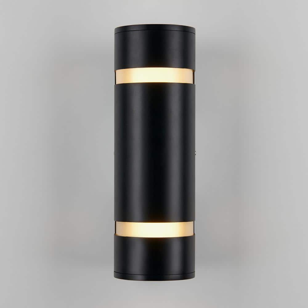 Black Stainless Steel Medium Cylinder Outdoor Sconce