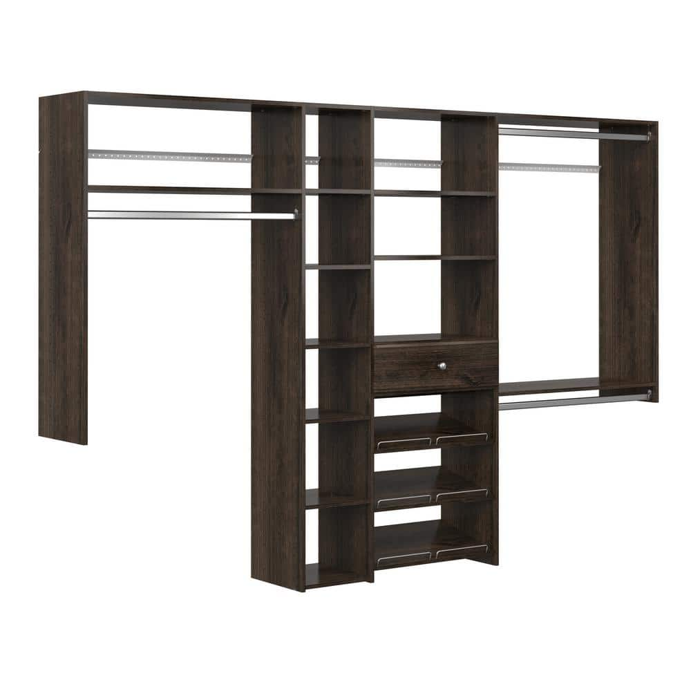 Closet Evolution 84 in. W - 108 in. W Espresso Wood Closet System