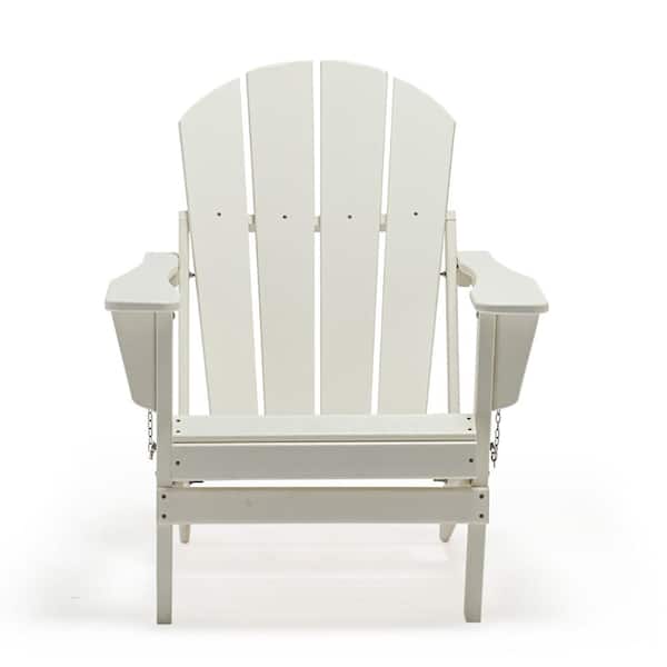 TIRAMISUBEST White Folding Plastic Adirondack Chair