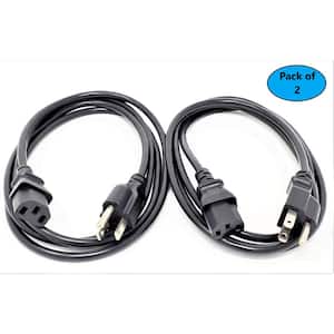 12 ft. Universal AC Power Cord UL Approved NEMA 5-15P to C13 Black (2-Pack)