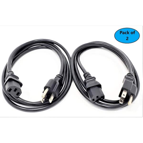 Micro Connectors, Inc 12 ft. Universal AC Power Cord UL Approved NEMA 5-15P to C13 Black (2-Pack)