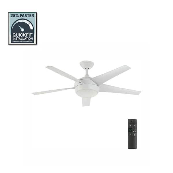Home Decorators Collection Windward IV 52 in. Indoor LED Matte White Ceiling Fan with Dimmable Light Kit, Remote Control and Reversible Motor