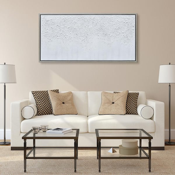 Empire Art Direct White Snow B Textured Metallic Hand Painted by Martin Edwards Framed Canvas Wall Art